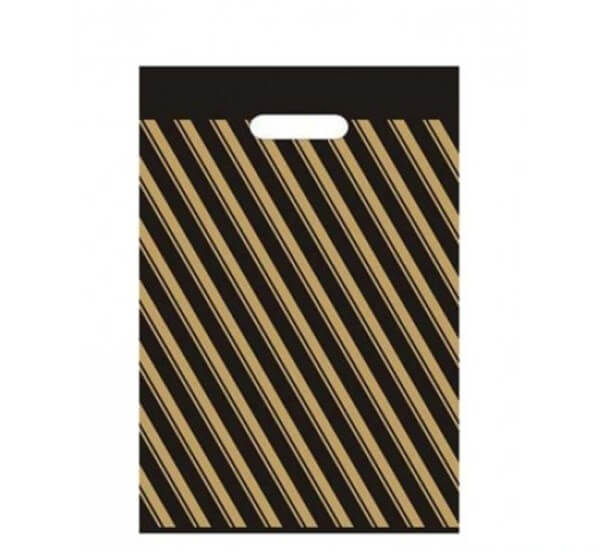 Takviyeli Çizgili Siyah Poşet 26x38 cm 100 adet
