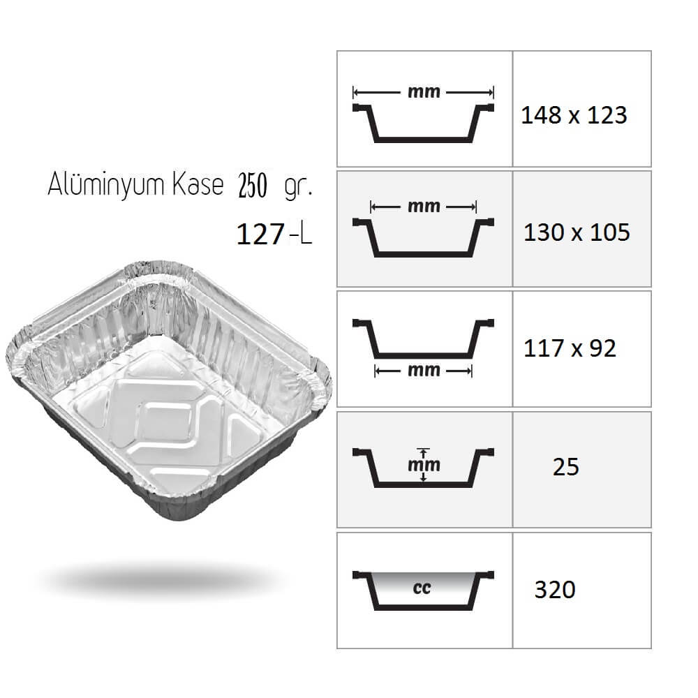 Alüminyum Kase 250 gr 100 adet