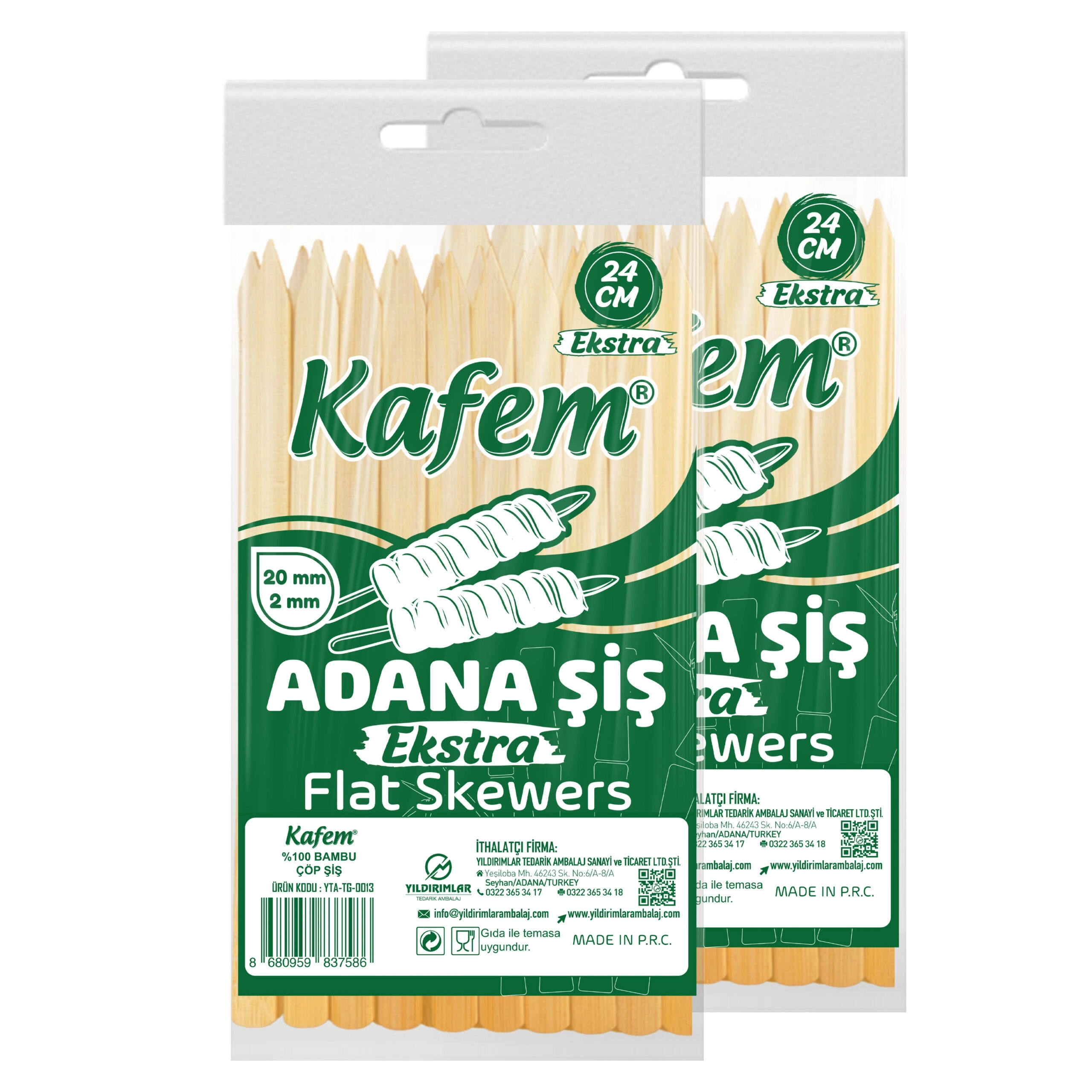 Adana Çöp Şiş  Ekstra Ahşap 24 cm  25 Adet