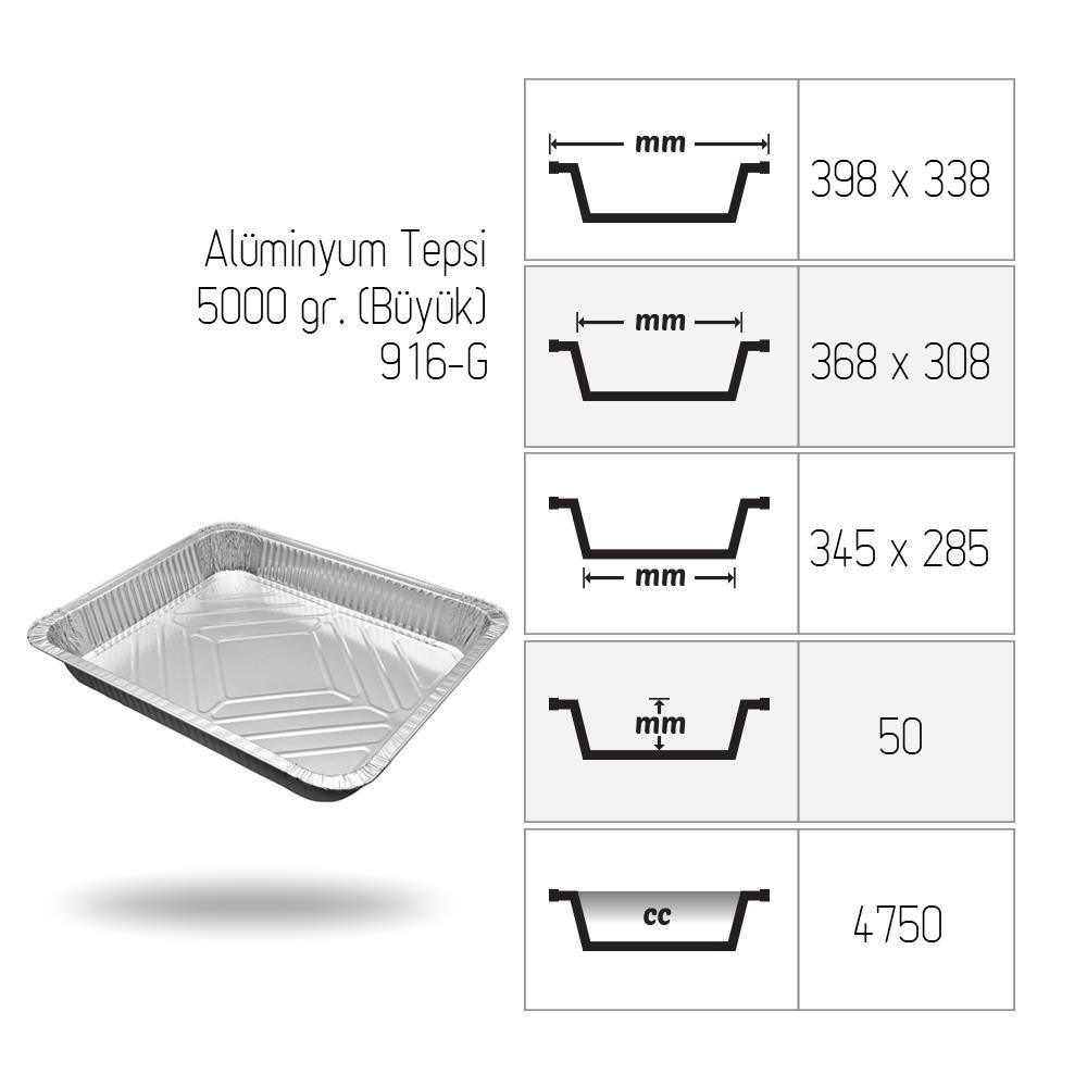 Alüminyum Büyük Tepsi 5000 gr 25 adet (916/G)