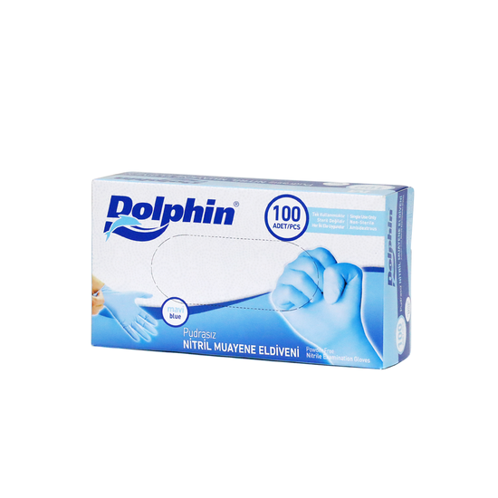 Dolphin%20Pudrasız%20Mavi%20Nitril%20Eldiven%20Orta%20(M)%20-%20100%20Adet