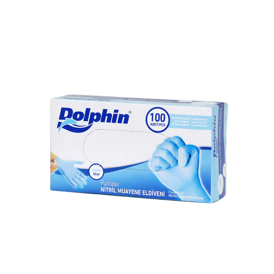 Dolphin Pudrasız Mavi Nitril Eldiven Büyük (L) - 100 Adet