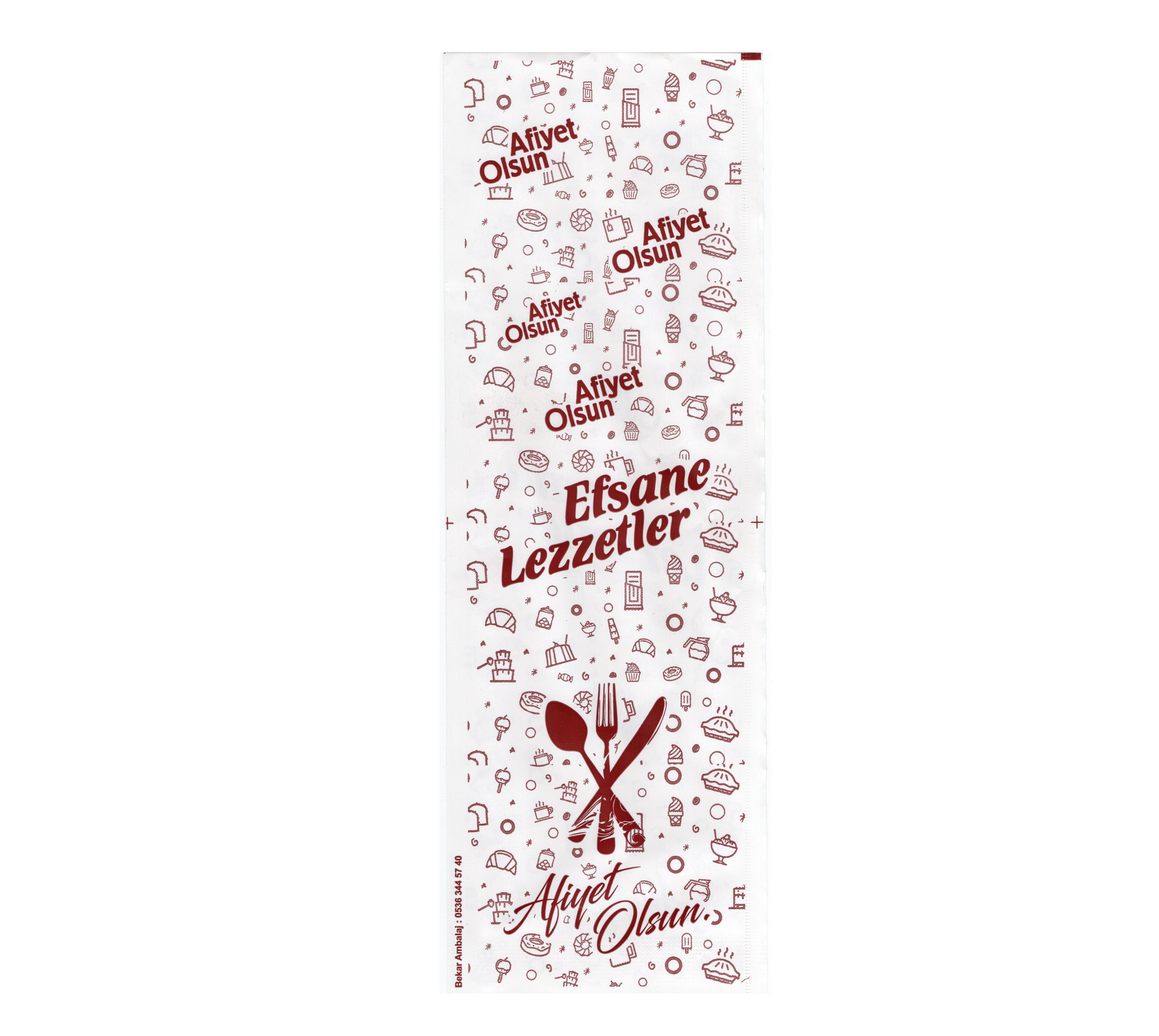 Çatal Kaşık Kılıfı Kuşe Efsane Lezzetler 8x24 cm-1000 Adet