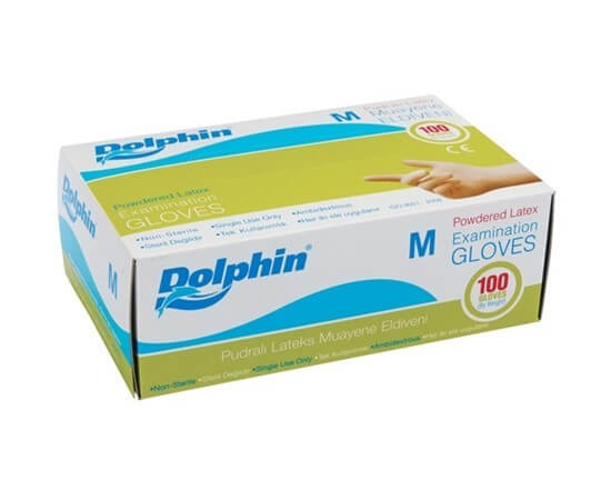 Dolphin Lateks Eldiven Pudralı Orta (M)  100 Adet
