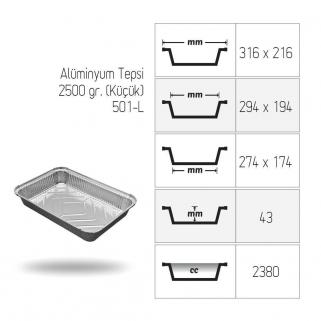 Alüminyum Tepsi Küçük 2500 gr 25 adet