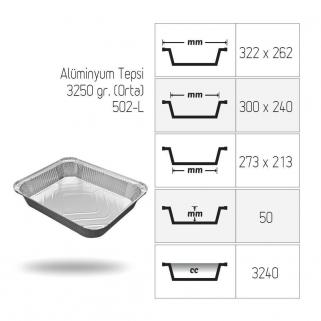 Alüminyum Tepsi Orta 3250 gr 25 adet