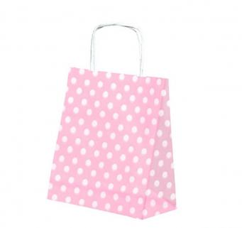 Kraft Çanta Pembe Puanlı 18x24 cm 25 adet