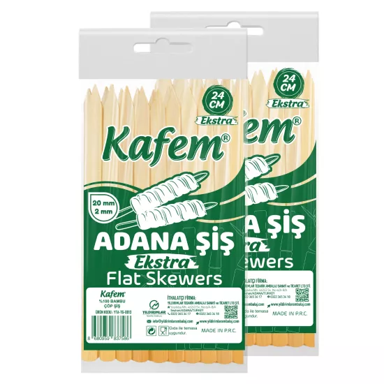 Adana Çöp Şiş  Ekstra Ahşap 24 cm  25 Adet