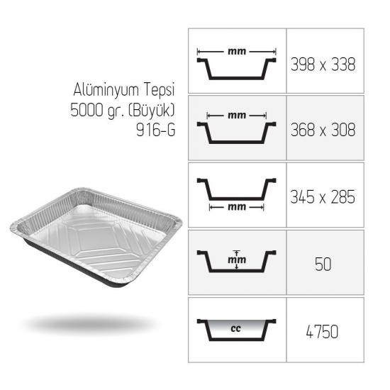 Alüminyum Tepsi Büyük 5000 gr 25 adet