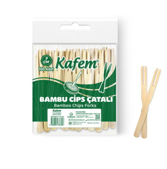 Bambu Cips Çatalı 9 cm 100 Adet