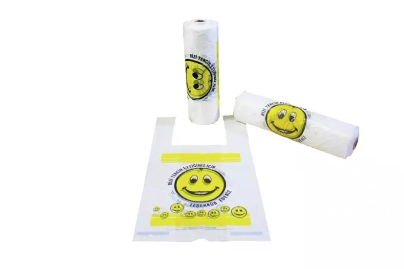 Gülen Yüz Baskılı Rulo Poşet-Orta Boy