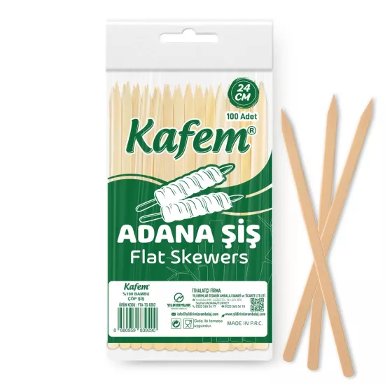 Adana Çöp Şiş  Ekstra Ahşap 24 cm  25 Adet